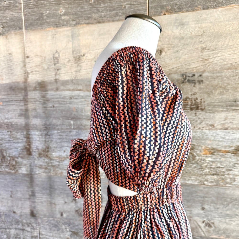 Ramy Brook NWT Megan Striped Maxi Dress S Deco Rose Reversible Feminine Cottage - Picture 9 of 15